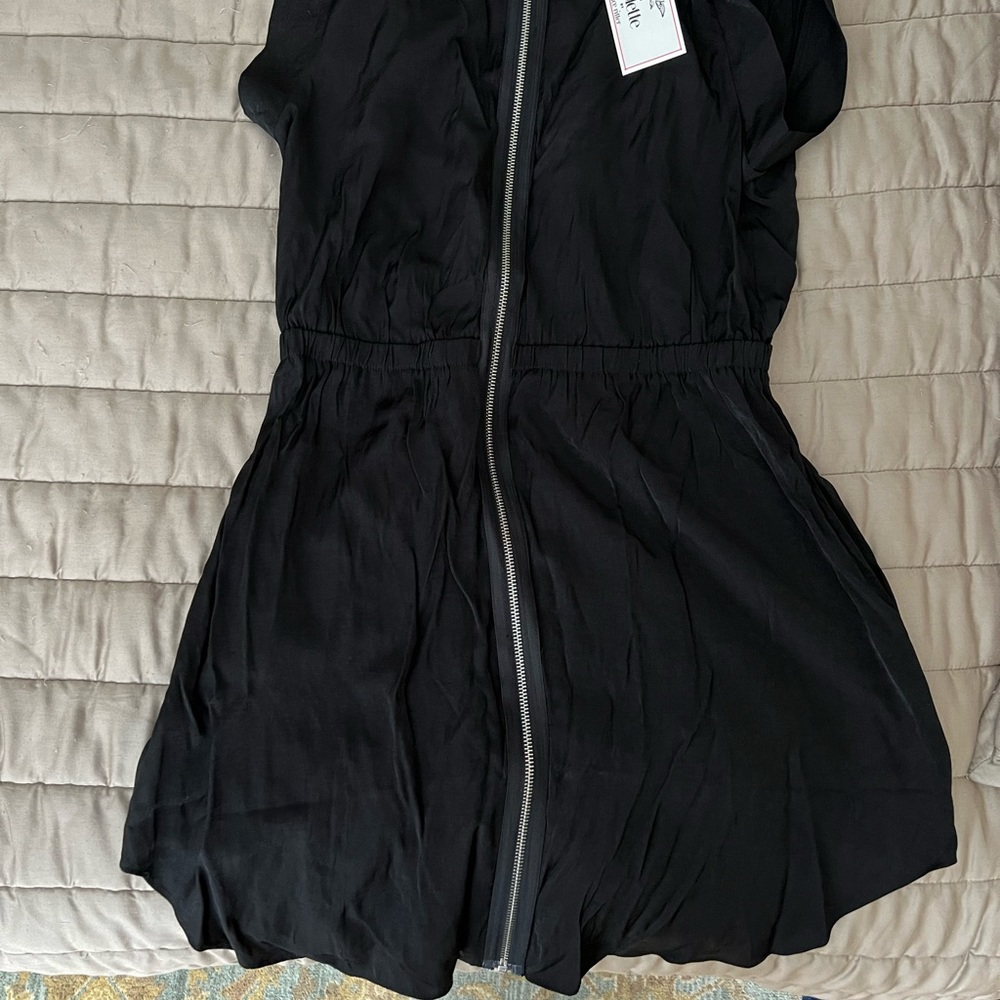Black front zip dress